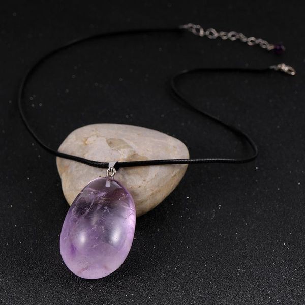 purple crystal quartz stone pendant necklace for women 3-4cm big irregular amethysts pendants wax cord alloy chain 18, Silver 
purple crystal quartz stone pendant necklace for women 3-4cm big irregular amethysts pendants wax cord alloy chain 18, Silver