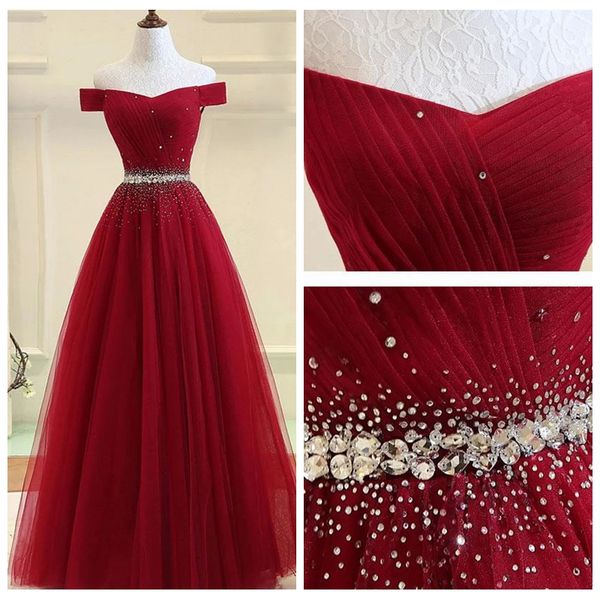 elegant off-shoulder burgundy a-line evening dresses plus size crystals beading floor length formal evening gowns vestido de festa, Black;red
elegant off-shoulder burgundy a-line evening dresses plus size crystals beading floor length formal evening gowns vestido de festa, Black;red