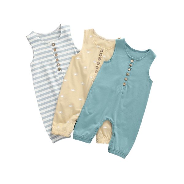 jumpsuits 2021 baby summer clothing infant boy sleeveless romper simple printing/solid color/striped jumpsuit buttons playsuit, Blue
jumpsuits 2021 baby summer clothing infant boy sleeveless romper simple printing/solid color/striped jumpsuit buttons playsuit, Blue