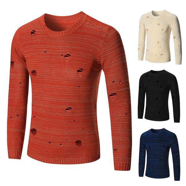 fashion mens knitted pullover sweaters with holes 3 colors long sleeve o neck sweater in street style, White;black
fashion mens knitted pullover sweaters with holes 3 colors long sleeve o neck sweater in street style, White;black