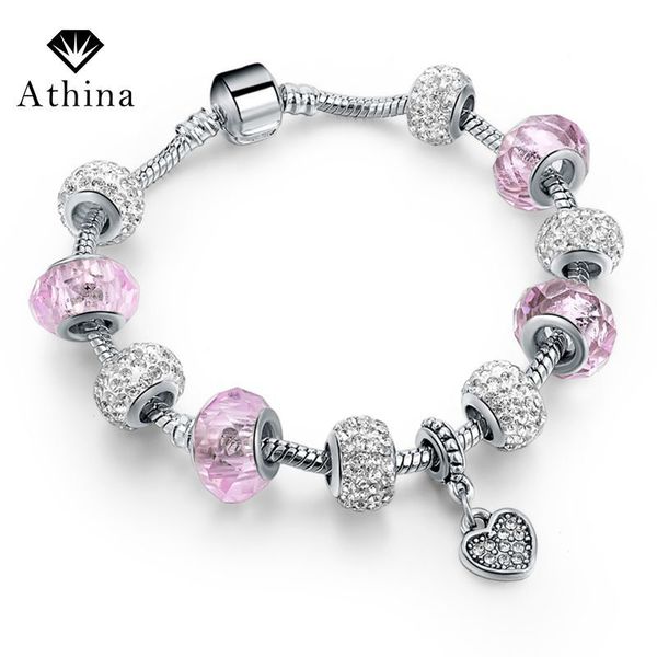 athina bracelets pink crystal heart charm bracelets & bangles with glass beads bracelets for women diy jewelry pulsera br160080, Silver
athina bracelets pink crystal heart charm bracelets & bangles with glass beads bracelets for women diy jewelry pulsera br160080, Silver