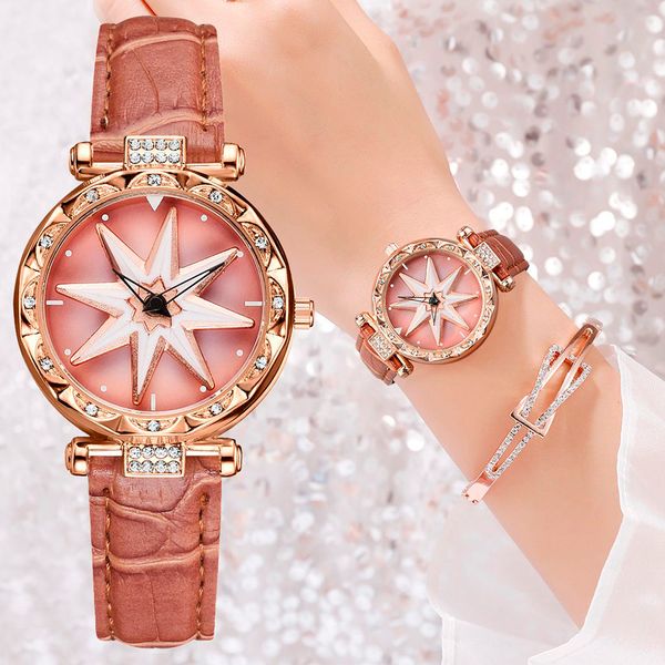 rhinestone luxury unique lady flower rhinestone round dial faux leather strap analog quartz watch gift zegarek damski for women, Slivery;brown 
rhinestone luxury unique lady flower rhinestone round dial faux leather strap analog quartz watch gift zegarek damski for women, Slivery;brown