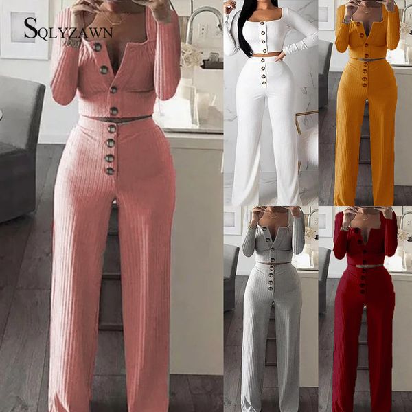 solid rib knitted sweat suit women vintage button long sleeve crop and wide leg pants 2 piece set slim fit outfits plus size, White
solid rib knitted sweat suit women vintage button long sleeve crop and wide leg pants 2 piece set slim fit outfits plus size, White