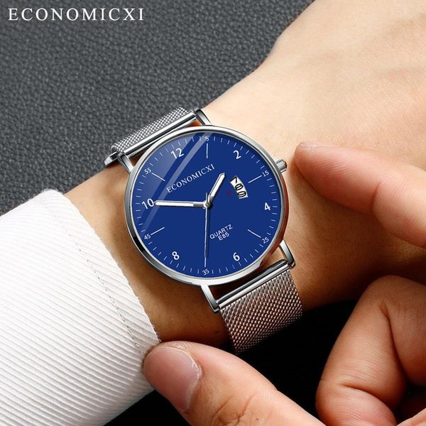 stainless steel luminous small dial simple men's wristwatch fashion party decoration suit dress watch gift watch montre homme q4, Slivery;brown