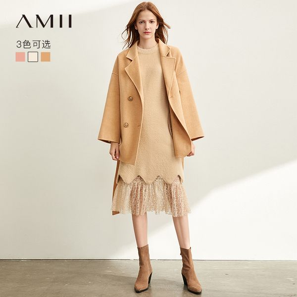 amii minimalist temperament double-breasted double-sided tweed coat 2019 winter new lapel with waistband long loose coat, Black
amii minimalist temperament double-breasted double-sided tweed coat 2019 winter new lapel with waistband long loose coat, Black