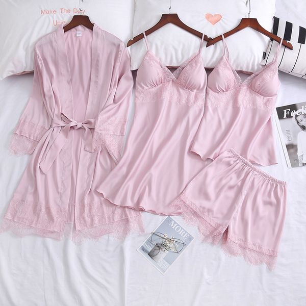 2020 spring and summer women's sleepwear female ice silk robe sling nightdress four-piece loading chest pad silk tracksuit, Black;red
2020 spring and summer women's sleepwear female ice silk robe sling nightdress four-piece loading chest pad silk tracksuit, Black;red