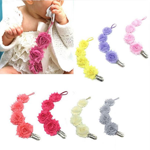 

baby teething soother holder strap chain baby feeding part infant rose flower feeding dummy pacifier clip for nipples