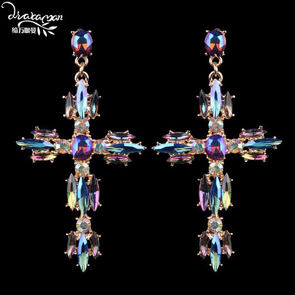 dvacaman brand women's cross charm earrings long crystal drop earrings wedding party statement jewelry wholesale gifts bb17, Golden
dvacaman brand women's cross charm earrings long crystal drop earrings wedding party statement jewelry wholesale gifts bb17, Golden