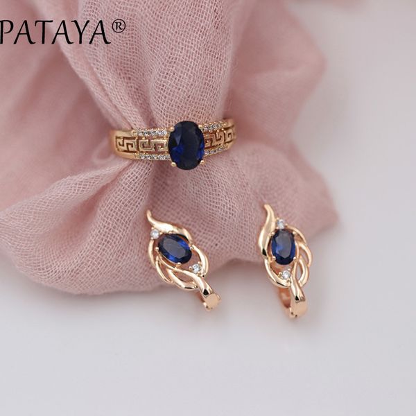 pataya new arrivals women 585 rose gold short eardrop vintage earrings rings sets dark blue oval natural zircon fine jewelry set, Silver
pataya new arrivals women 585 rose gold short eardrop vintage earrings rings sets dark blue oval natural zircon fine jewelry set, Silver