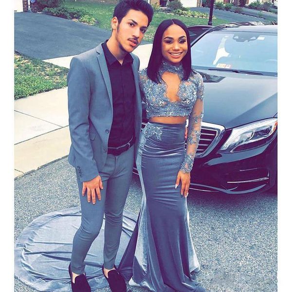 2k19 two pieces prom dresses lace sheer long sleeves high neck evening gowns sweep train mermaid cocktail party dress 2019, Black
2k19 two pieces prom dresses lace sheer long sleeves high neck evening gowns sweep train mermaid cocktail party dress 2019, Black
