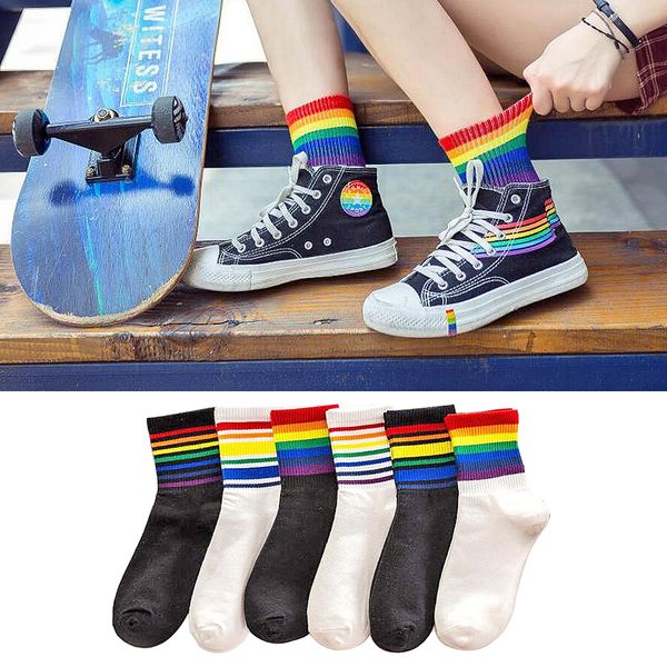 rainbow socks womens fashion casual mid tube breathable girls sox color stripe autumn spring floor sleeping couple sock, Black;white
rainbow socks womens fashion casual mid tube breathable girls sox color stripe autumn spring floor sleeping couple sock, Black;white