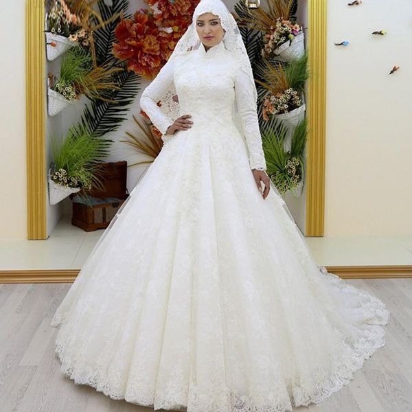 muslim wedding dress long sleeves high collar lace saudi arabia bridal gown wedding gown vestidos de novia 2019, White
muslim wedding dress long sleeves high collar lace saudi arabia bridal gown wedding gown vestidos de novia 2019, White