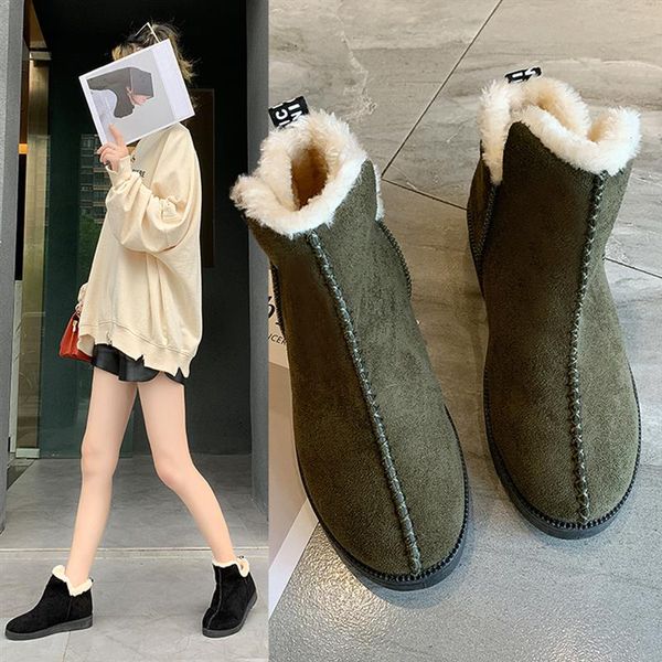 women snow boots suede upper slip on warm ankle boots with non slip sole and soft plush lining, Black
women snow boots suede upper slip on warm ankle boots with non slip sole and soft plush lining, Black