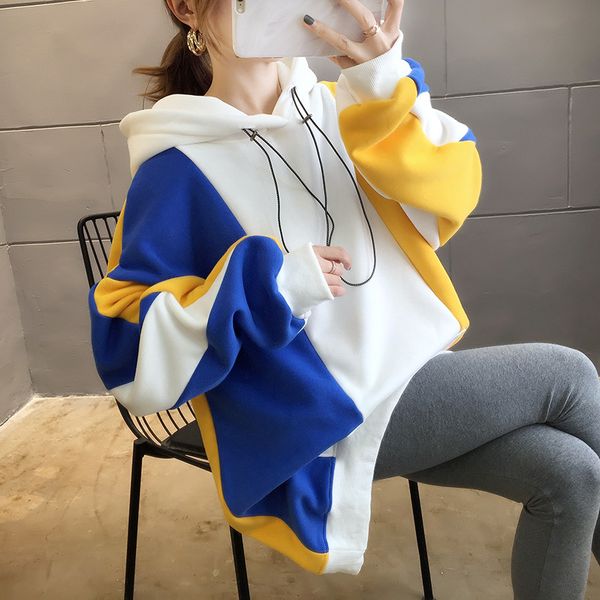 women hoodies & sweatshirts hooded thick long sleeve pullover leisure 2020 spring autumn clothing loose lazy patchwork hoodie, Black
women hoodies & sweatshirts hooded thick long sleeve pullover leisure 2020 spring autumn clothing loose lazy patchwork hoodie, Black