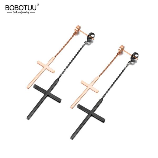 bobotuu trendy titanium steel double cross drop earrings jewelry black & rose gold color dangle earrings for women be18034, Silver
bobotuu trendy titanium steel double cross drop earrings jewelry black & rose gold color dangle earrings for women be18034, Silver