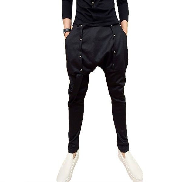 men nightclub singer hip hop punk harem pants drop crotch baggy pants mens elastic skinny pants stage costume joggers, Black
men nightclub singer hip hop punk harem pants drop crotch baggy pants mens elastic skinny pants stage costume joggers, Black