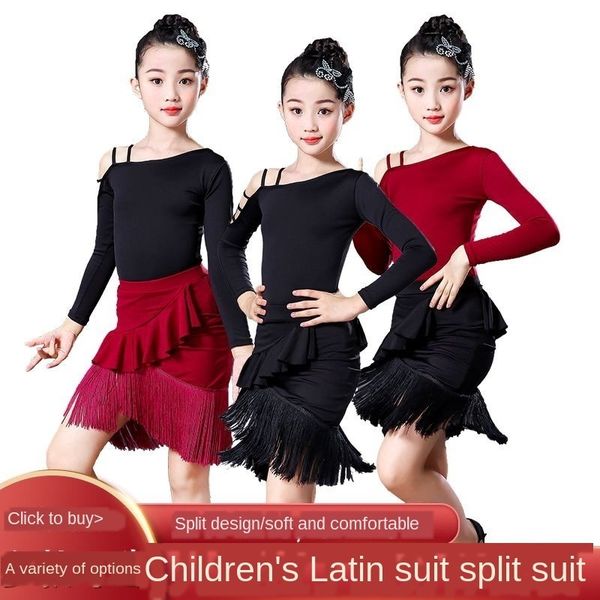 children latin dance wear clothes girls long sleeve latin dance skirt fringed skirt clothing grading test game performance wear, Black;red
children latin dance wear clothes girls long sleeve latin dance skirt fringed skirt clothing grading test game performance wear, Black;red
