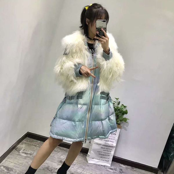 chaqueta mujer long coat women winter 2019 new 90% white duck down jacket with real mongolia sheep fur collar thick warm parkas, Black
chaqueta mujer long coat women winter 2019 new 90% white duck down jacket with real mongolia sheep fur collar thick warm parkas, Black