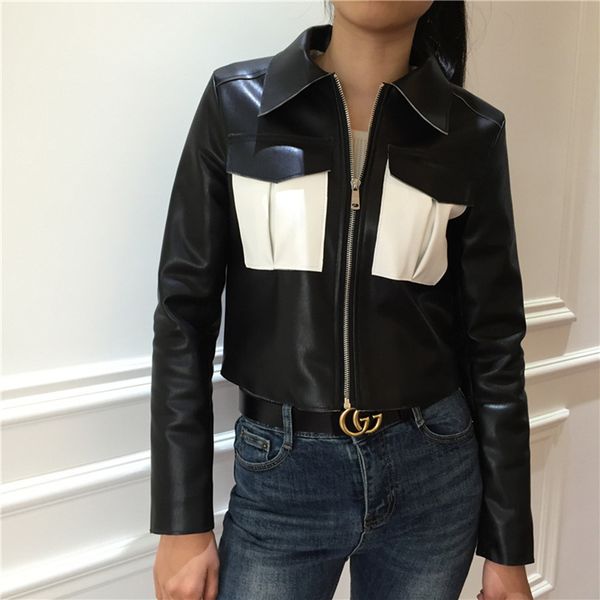 2019 autumn zipper fashion new pu jacket women coat slim short uniform tunic outwear female metal single zipper jacket, Black
2019 autumn zipper fashion new pu jacket women coat slim short uniform tunic outwear female metal single zipper jacket, Black