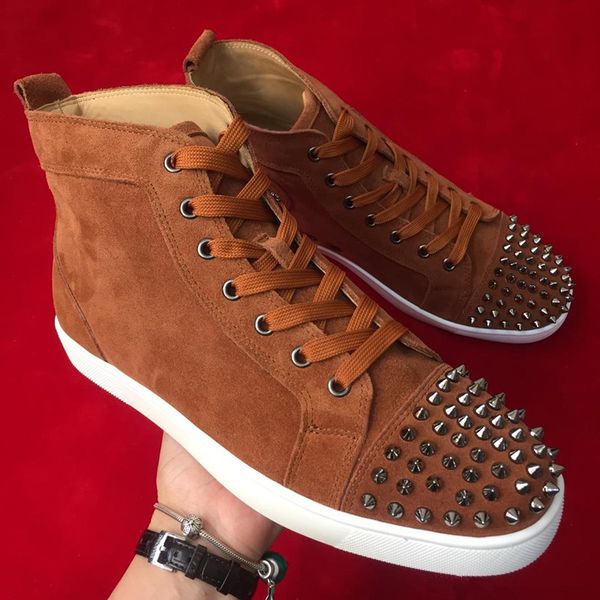 luxury brown suede spikes women men sneakers flats red bottom shoes for party wedding lovers genuine leather casual high sneakers, Black
luxury brown suede spikes women men sneakers flats red bottom shoes for party wedding lovers genuine leather casual high sneakers, Black