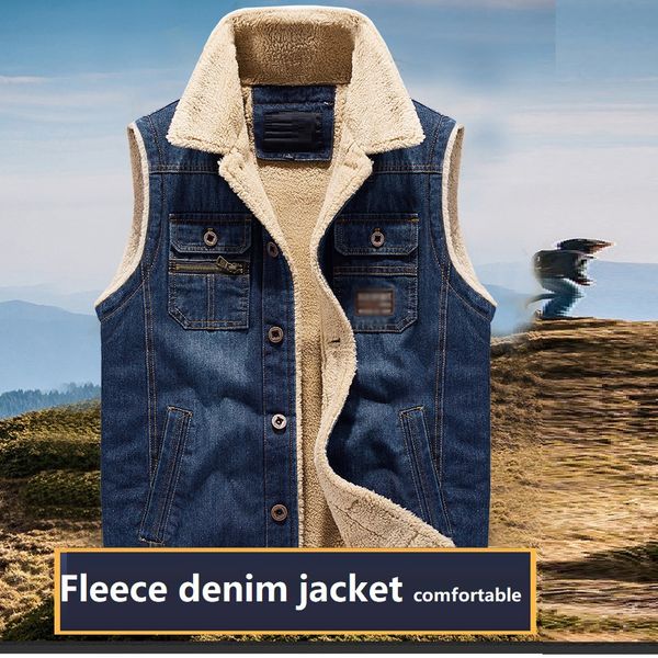 men's casual denim vest youth autumn winter plus velvet multi-pocket fur collar vest coat warm fleece lamb wool waist coat m-4xl, Black;white
men's casual denim vest youth autumn winter plus velvet multi-pocket fur collar vest coat warm fleece lamb wool waist coat m-4xl, Black;white