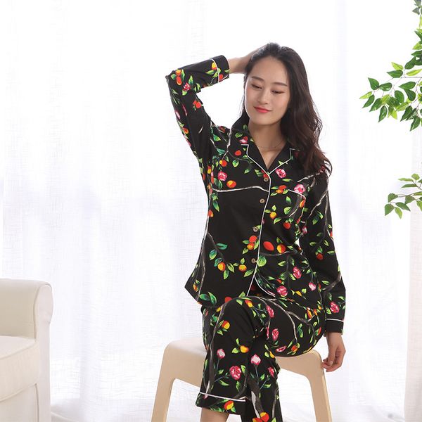 new spring casual 100% cotton long sleeve pajamas for women printing pajama set women's japanese pijama mujer trousers pyjamas, Black;red
new spring casual 100% cotton long sleeve pajamas for women printing pajama set women's japanese pijama mujer trousers pyjamas, Black;red