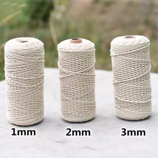 1pc 1/2/3mm diameter twisted cord 100% natural cotton 200/400m length for handmade diy craft macrame artisan string yarn, Black;white
1pc 1/2/3mm diameter twisted cord 100% natural cotton 200/400m length for handmade diy craft macrame artisan string yarn, Black;white