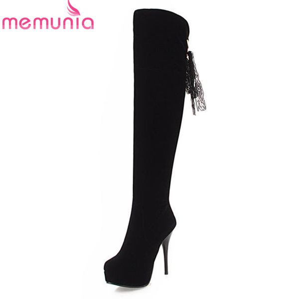 memunia 2018 large size 33-48 thigh high over the knee boots women flock round toe platform boots high heels party shoes, Black
memunia 2018 large size 33-48 thigh high over the knee boots women flock round toe platform boots high heels party shoes, Black