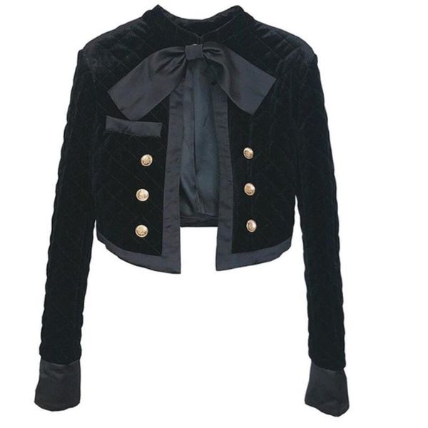 vintage style cotton-padded jacket women bow double breasted velvet short jacket, Black
vintage style cotton-padded jacket women bow double breasted velvet short jacket, Black