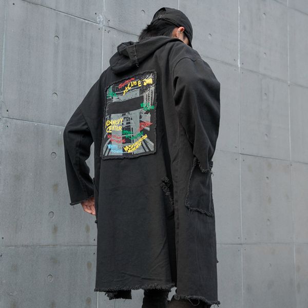 autumn winter men ripped destroyed punk long denim jacket vintage hooded trench coat man hip hop zipper jeans jacket rough edge, Tan;black
autumn winter men ripped destroyed punk long denim jacket vintage hooded trench coat man hip hop zipper jeans jacket rough edge, Tan;black