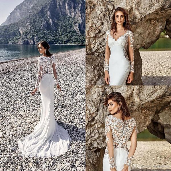 2019 isandra mermaid wedding dresses v neck long sleeves vintage lace appliqued beach wedding gowns vestidos de noiva, White
2019 isandra mermaid wedding dresses v neck long sleeves vintage lace appliqued beach wedding gowns vestidos de noiva, White
