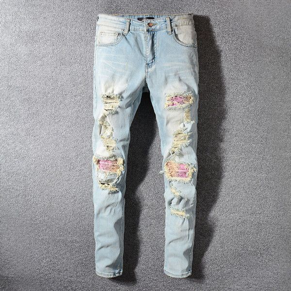 mens designer jeans distressed ripped biker designer jeans slim fit motorcycle biker denim pantalones men designer pants, Blue
mens designer jeans distressed ripped biker designer jeans slim fit motorcycle biker denim pantalones men designer pants, Blue