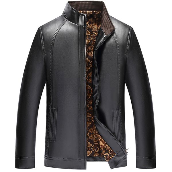 2019 autumn middle-aged casual coat stand collar pu leather men's jacket brushed and thick wandering peddler daddy clothes, Black
2019 autumn middle-aged casual coat stand collar pu leather men's jacket brushed and thick wandering peddler daddy clothes, Black