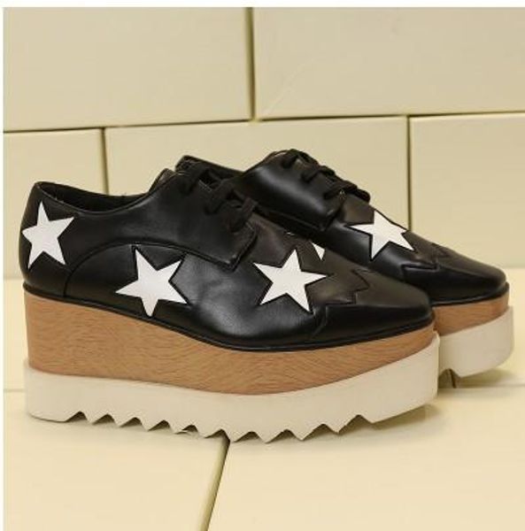 2019 stella mccartney women star platform shoes calfskin genuine leather 7cm wedge oxfords elyse sneakers mn09, Black
2019 stella mccartney women star platform shoes calfskin genuine leather 7cm wedge oxfords elyse sneakers mn09, Black