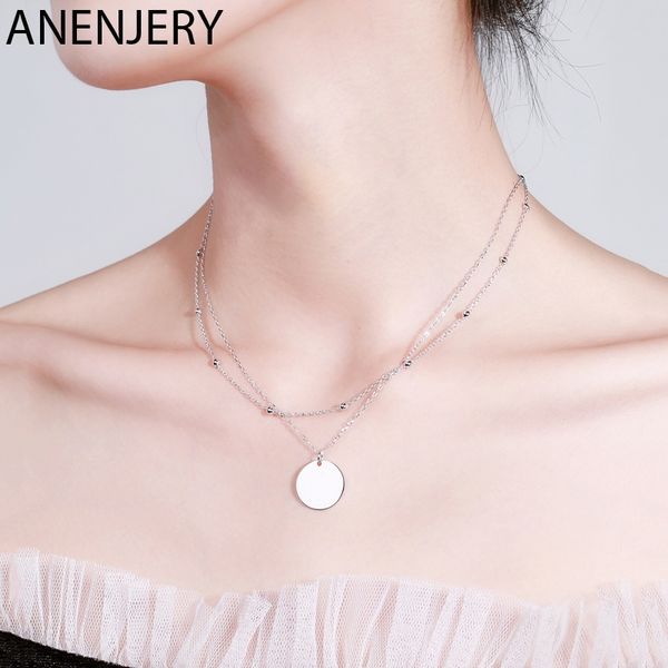 anenjery double layer round disc pendant necklace 925 sterling silver bead chain charm necklace for women gold silver s-n574
anenjery double layer round disc pendant necklace 925 sterling silver bead chain charm necklace for women gold silver s-n574