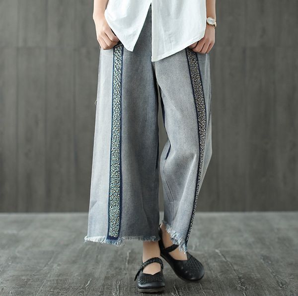 bleached summer jeans women loose painted sanding ripped sequined female wild denim ankle-length wide leg pants retro fashion, Blue
bleached summer jeans women loose painted sanding ripped sequined female wild denim ankle-length wide leg pants retro fashion, Blue