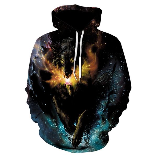 2019 new hoodie for men and women, 3d print running fire wolf print thin fall hoodie for both men and women, drop ship animal, Black
2019 new hoodie for men and women, 3d print running fire wolf print thin fall hoodie for both men and women, drop ship animal, Black