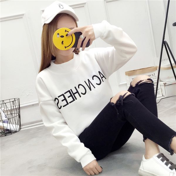 sweatshirt female korean-style students mock-neck plus velvet embroidered loose-fit long-sleeve 2018 new style fashion pullover, White;red
sweatshirt female korean-style students mock-neck plus velvet embroidered loose-fit long-sleeve 2018 new style fashion pullover, White;red