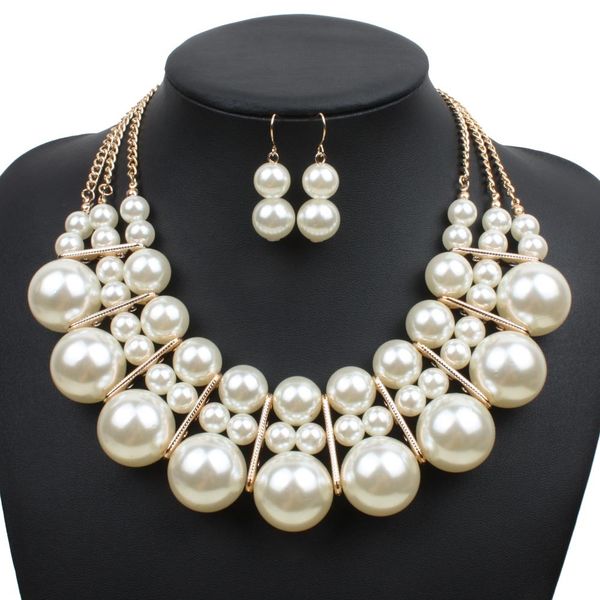 2019 new multi layer big pearl necklace set earrings fashion gold imitation pearls jewelry sets women wedding femme corrente, Silver
2019 new multi layer big pearl necklace set earrings fashion gold imitation pearls jewelry sets women wedding femme corrente, Silver