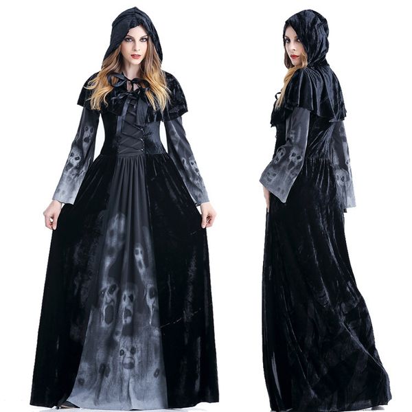 halloween costumes for women long dress with cape black skull-printed vampire death womens halloween costumes, Black;red
halloween costumes for women long dress with cape black skull-printed vampire death womens halloween costumes, Black;red