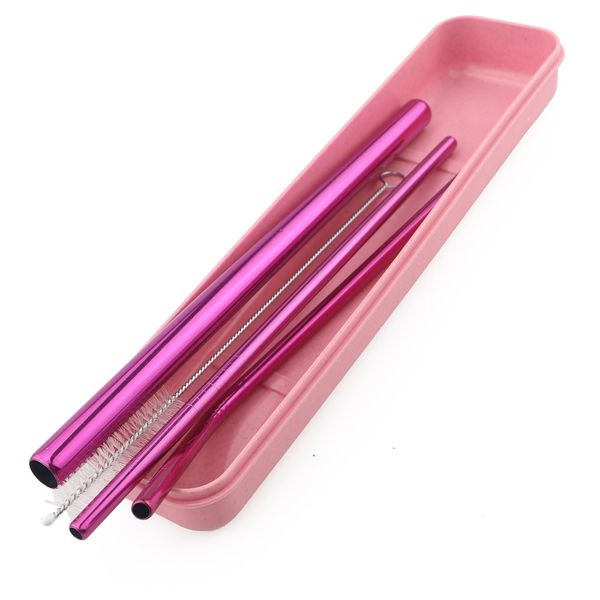 new color box packing pink stainless steel metal drinking straw reusable bend straws with box cleaner brush for mugs 12mm*215mm
new color box packing pink stainless steel metal drinking straw reusable bend straws with box cleaner brush for mugs 12mm*215mm