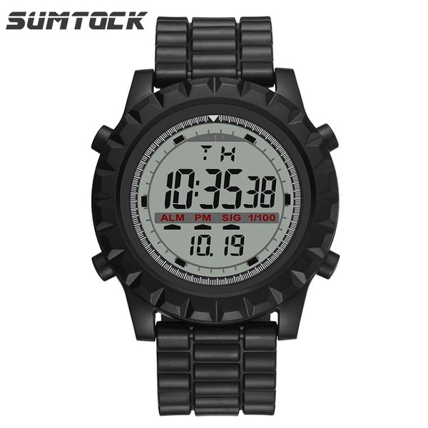 2019 sumtock men watch big face digital sport simple style black led watch back light resistant luminous man wristwatch, Slivery;brown
2019 sumtock men watch big face digital sport simple style black led watch back light resistant luminous man wristwatch, Slivery;brown
