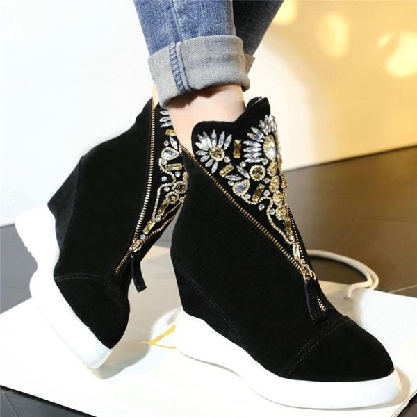 punk trainers women cow leather wedges high heel ankle boots winter warm fur platform pumps shoes rhinestones fashion sneakers, Black
punk trainers women cow leather wedges high heel ankle boots winter warm fur platform pumps shoes rhinestones fashion sneakers, Black
