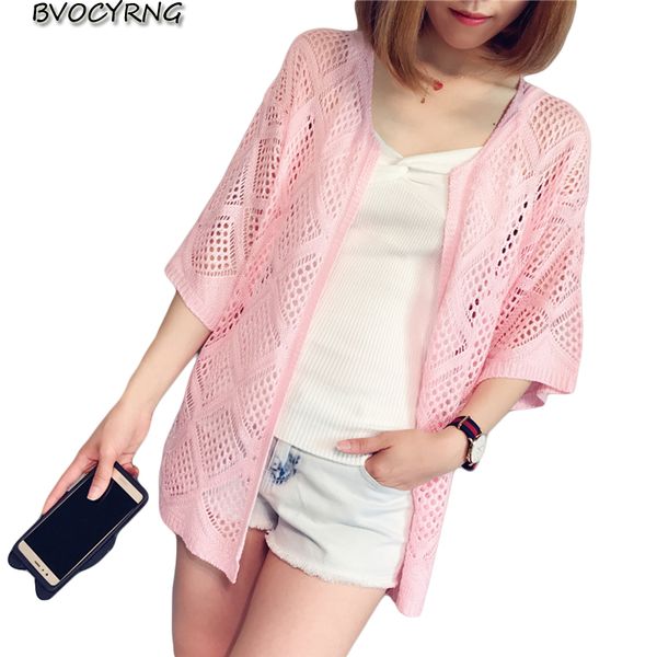 women summer spring autumn solid color loose blouse shirt thin hollow jacket female 5 minutes sleeve cardigan knit sweater coat, White;black
women summer spring autumn solid color loose blouse shirt thin hollow jacket female 5 minutes sleeve cardigan knit sweater coat, White;black