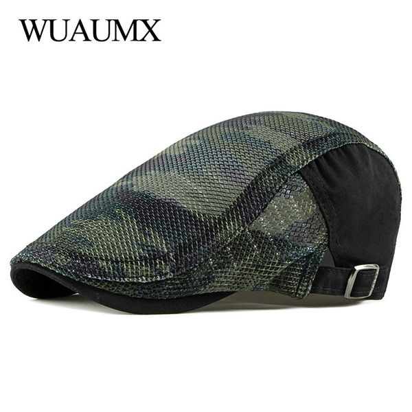 wuaumx summer berets hat men women breathable mesh sun visors camouflage beret caps net herringbone flat cap boina hombre, Blue;gray
wuaumx summer berets hat men women breathable mesh sun visors camouflage beret caps net herringbone flat cap boina hombre, Blue;gray