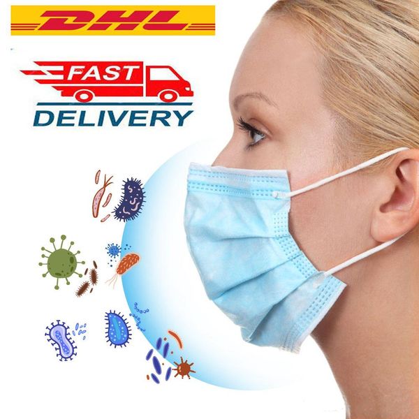 dhl in stockdisposable face masks disposable 3 layers dustproof mask facial protective cover masks set anti-dust mask ship