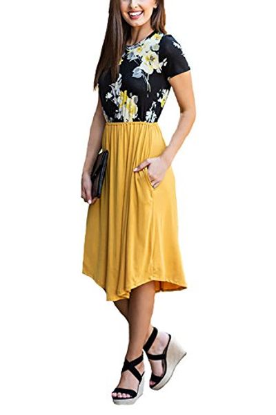 minipeach womens's summer casual floral print swing a-line midi dress with pockets patchwork dresses, Black;gray
minipeach womens's summer casual floral print swing a-line midi dress with pockets patchwork dresses, Black;gray