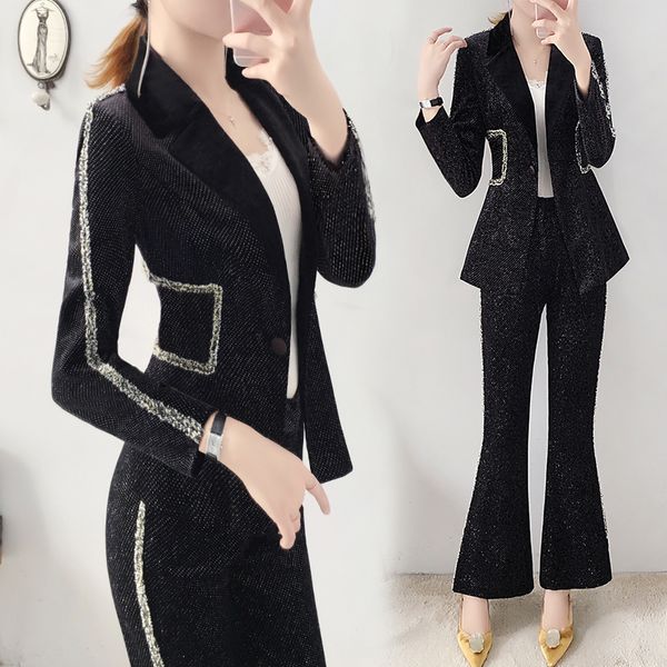 suit women's slim gold velvet suit jacket women pant suits for women formal blazer set plus size woman suits lady office, White;black
suit women's slim gold velvet suit jacket women pant suits for women formal blazer set plus size woman suits lady office, White;black