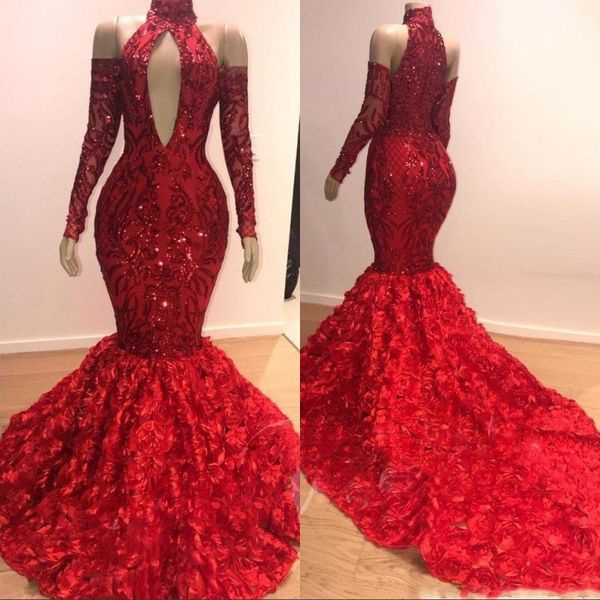 charming high neck red prom dresses 2k19 ruched rose long train mermaid evening dress appliques sequins long sleeves party dress vestidos, Black;red
charming high neck red prom dresses 2k19 ruched rose long train mermaid evening dress appliques sequins long sleeves party dress vestidos, Black;red