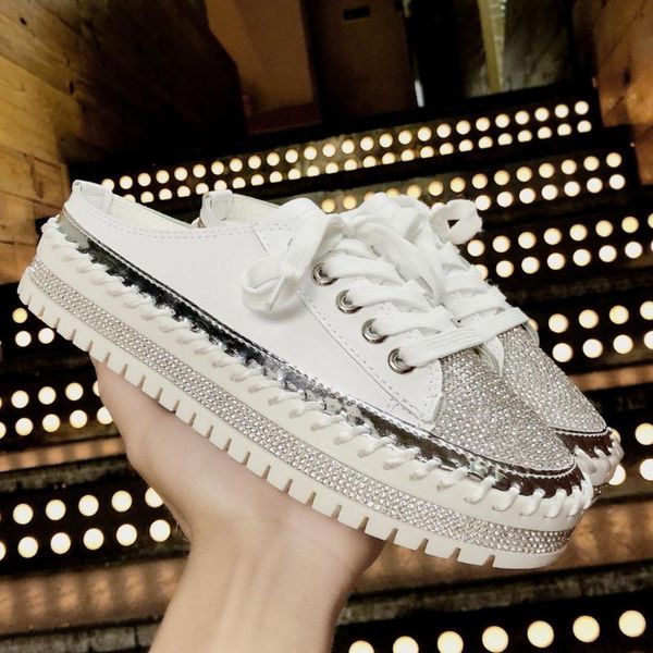 white silver leather platform sandals women colorful rhinestone flip flops crystal glitter wedges shoes woman slippers chaussons, Black
white silver leather platform sandals women colorful rhinestone flip flops crystal glitter wedges shoes woman slippers chaussons, Black